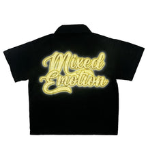 Mixed Emotions Blinded Zip Up Shirt Black