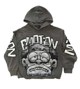 Mixed Emotions Monster Cropped Hoodie Grey