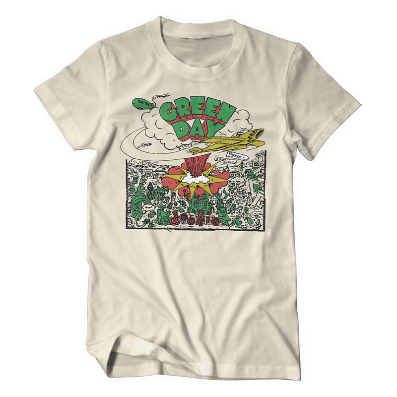 Green Day American punk rock loose textured short sleeved men's pure cotton direct spray short sleeved T-shirt (5)