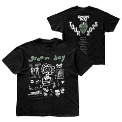 Green Day Band Illustration Fun Music Album American Retro Punk Loose Men's and Women's Direct Spray T-shirt (13)