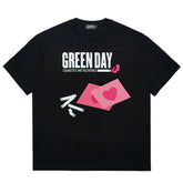 Green Day Band Love Envelope Female Punk Trendy Brand Male Student Punk Heavy Weight Cotton Short sleeved T-shirt