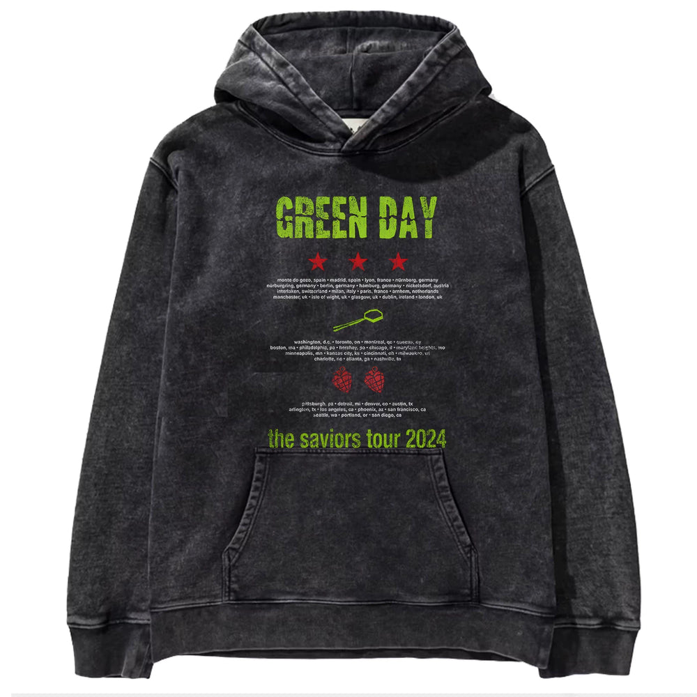 2025 autumn/winter new Green Day rock washed retro loose American men's hooded sweatshirt (12)