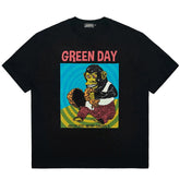 Green Day Punk PUNK Cartoon Rock T-shirt Heavy duty Thick Cotton Half Sleeve TEE for Men and Women