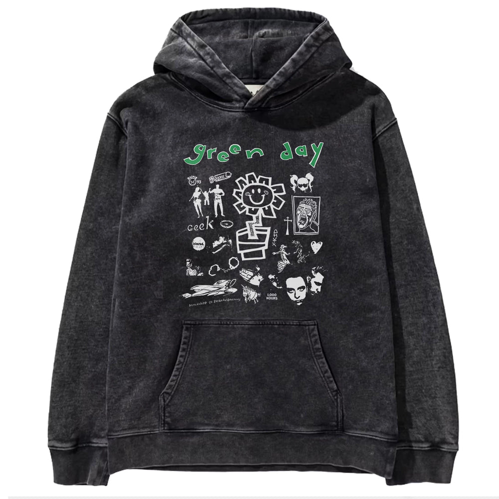 2025 autumn/winter new Green Day rock washed retro loose American men's hooded sweatshirt (15)