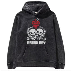 2025 autumn/winter new Green Day rock washed retro loose American men's hooded sweatshirt (1)