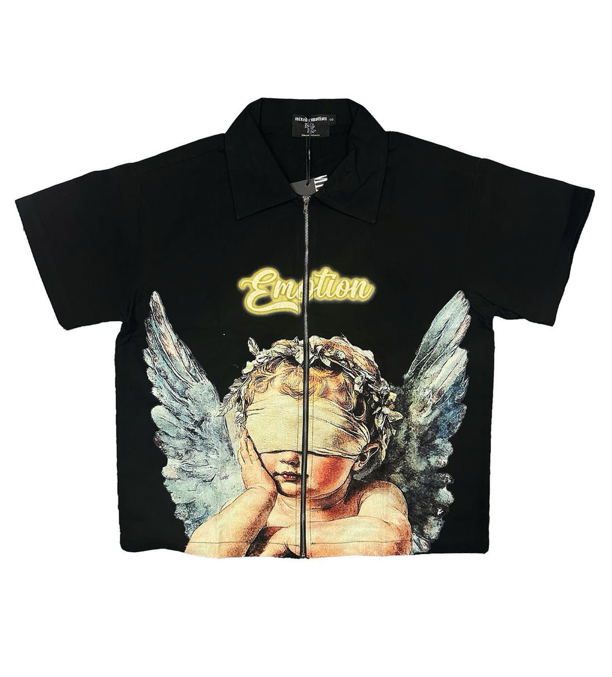 Mixed Emotions Blinded Zip Up Shirt Black