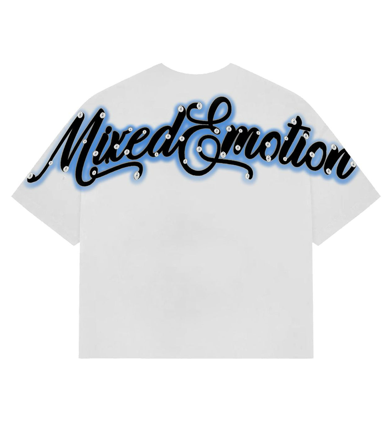 Mixed Emotions Blue Rhinestone Cropped Tee White