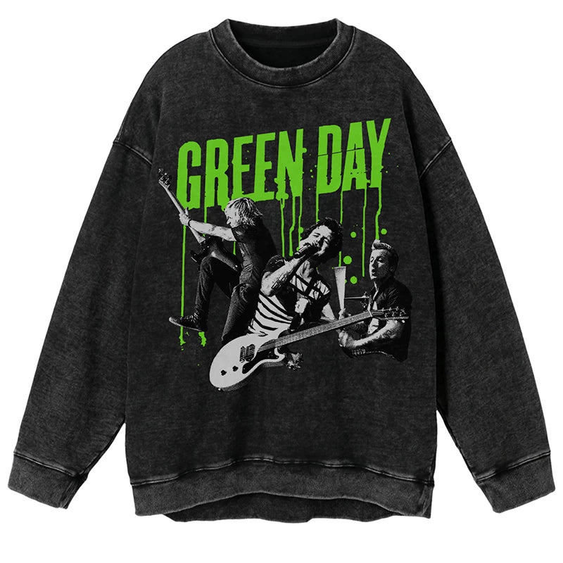 绿日乐队Green Day吉他手Billie人物图美式复古水洗宽松圆领卫衣 (9)