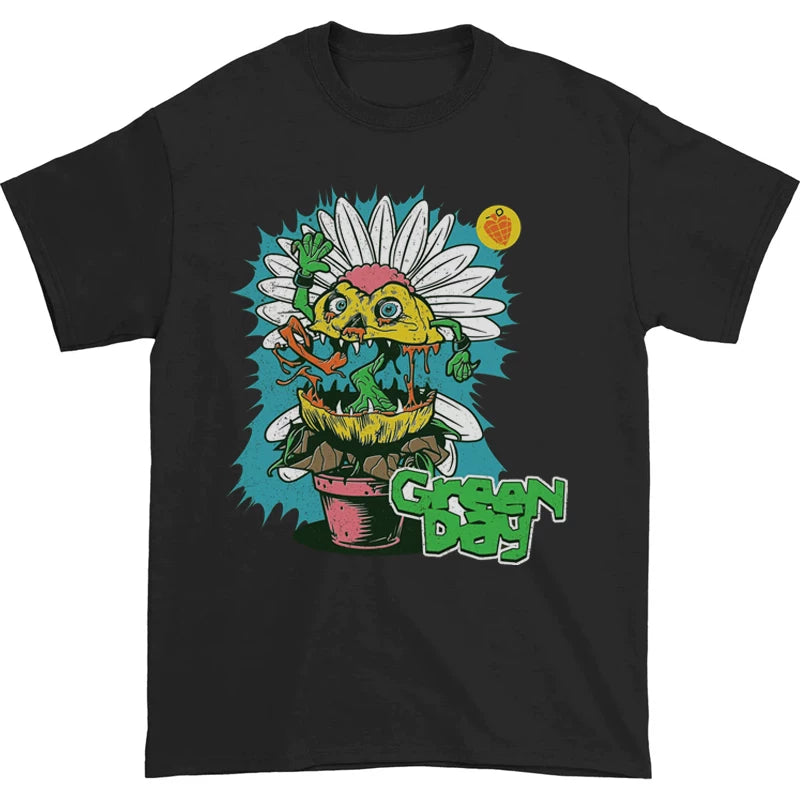 Green Day Band Illustration Fun Music Album American Retro Punk Loose Men's and Women's Direct Spray T-shirt (3)