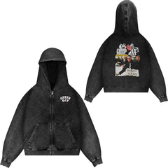 Green Day, rock band, European and American trendy brand, washed retro, made old, loose cap, zipper jacket for men (6)