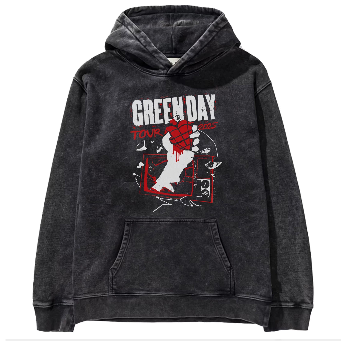 2025 autumn/winter new Green Day rock washed retro loose American men's hooded sweatshirt (11)