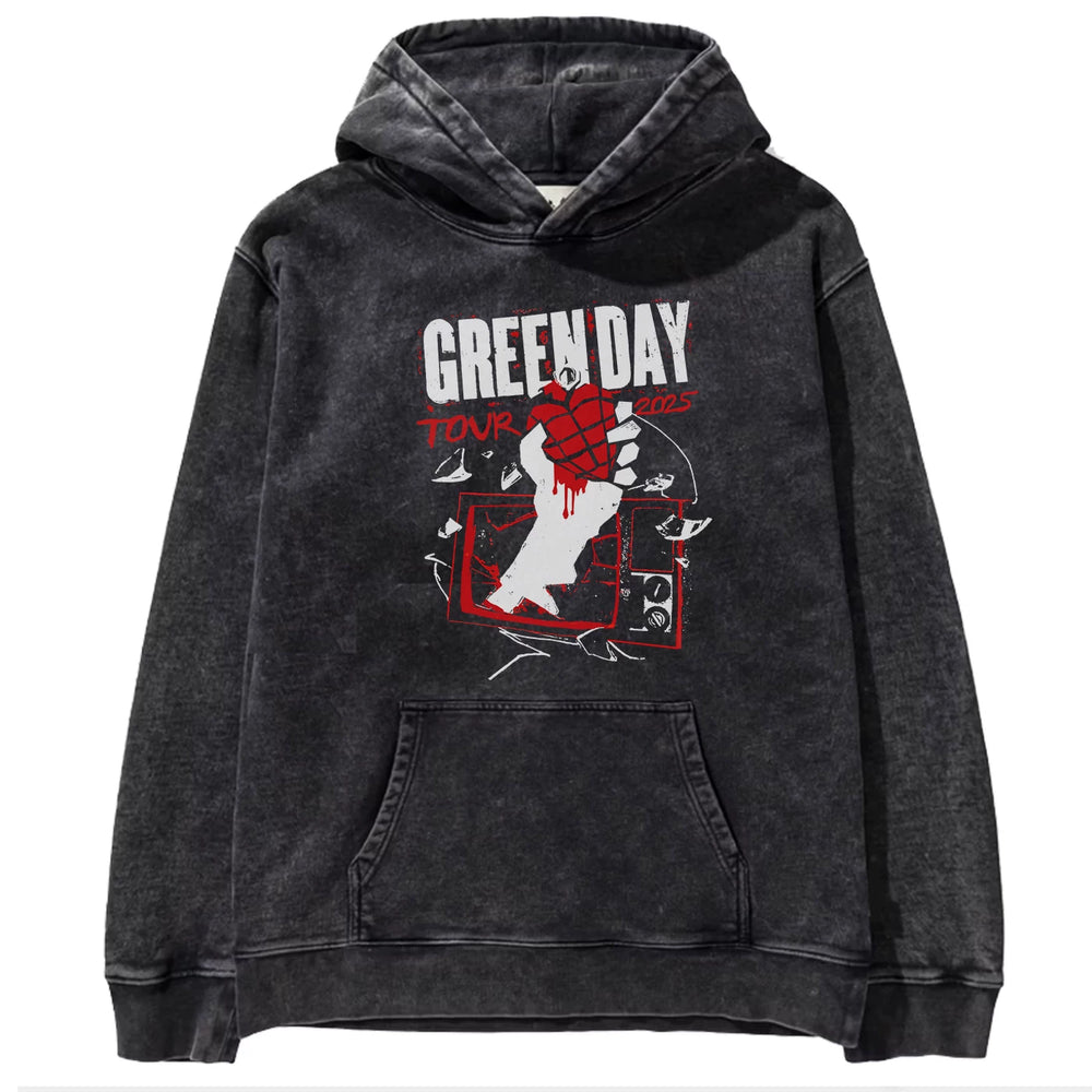 2025 autumn/winter new Green Day rock washed retro loose American men's hooded sweatshirt (11)