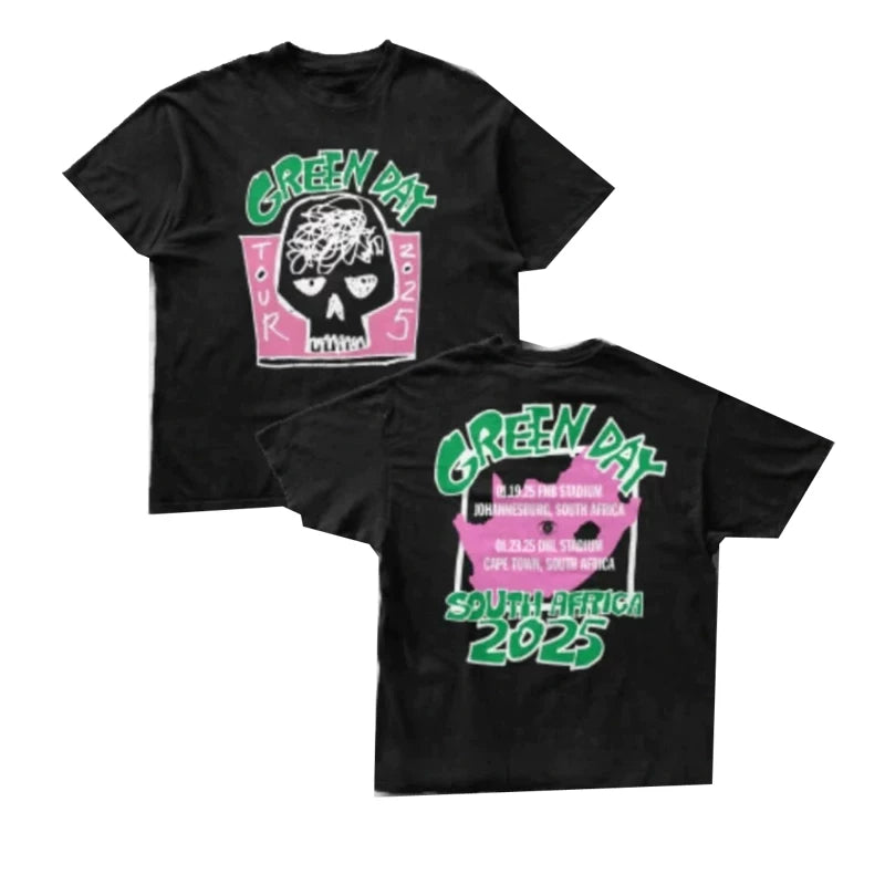 Green Day Rock Punk American Street Oversized Cotton Spray Short Sleeve Men's and Women's T-shirts (10)