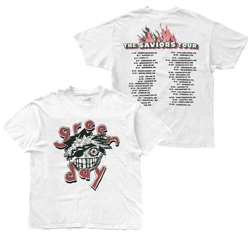 2025 New Green Day Band THE SAVEORS TOUR Cartoon Rock Men's Short T-shirt (1)
