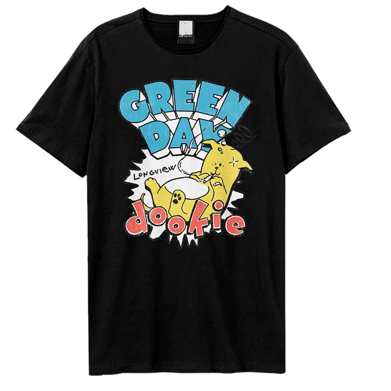 Green Day Dookie ginger yellow American casual male rock punk straight spray short sleeved T-shirt