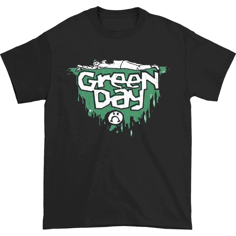 Green Day Band Illustration Fun Music Album American Retro Punk Loose Men's and Women's Direct Spray T-shirt (6)