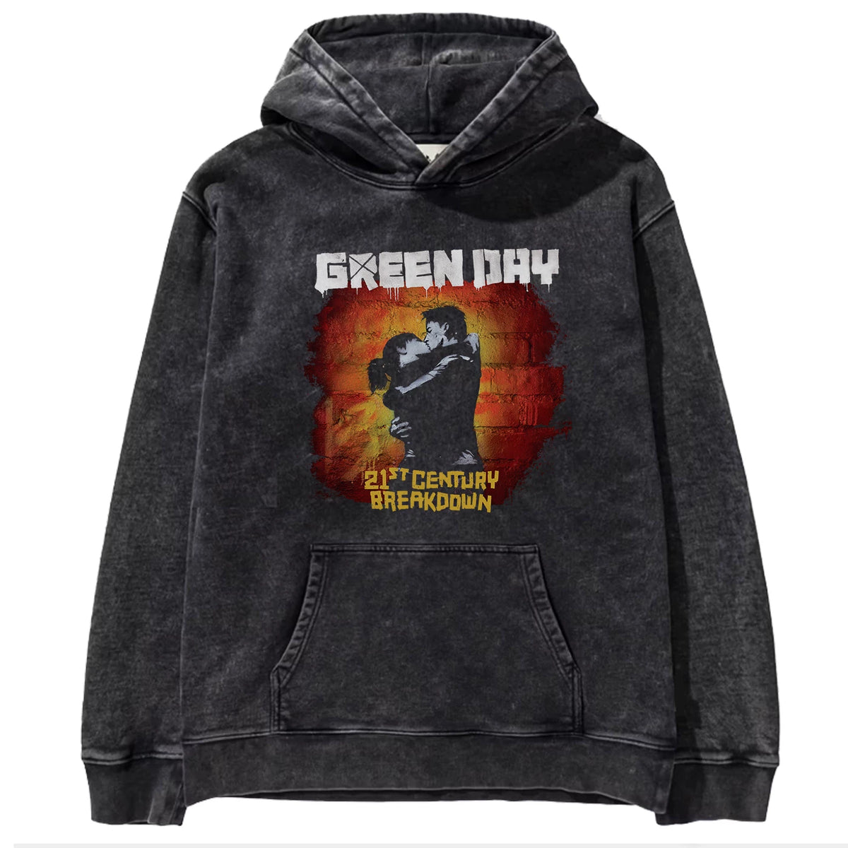 2025 autumn/winter new Green Day rock washed retro loose American men's hooded sweatshirt (2)