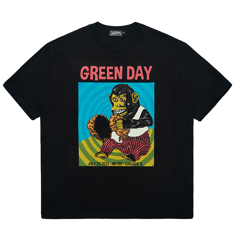 Green Day Punk PUNK Cartoon Rock T-shirt Heavy duty Thick Cotton Half Sleeve TEE for Men and Women