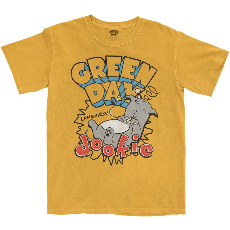Green Day Dookie ginger yellow American casual male rock punk straight spray short sleeved T-shirt