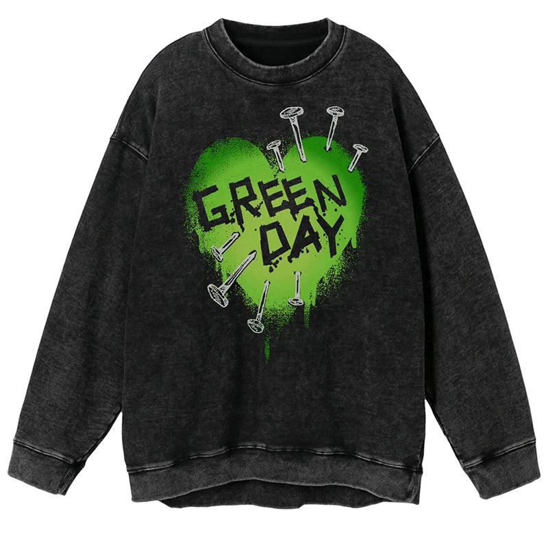 绿日乐队Green Day吉他手Billie人物图美式复古水洗宽松圆领卫衣 (7)