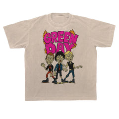Green Day Rock Punk American Street Oversized Cotton Spray Short Sleeve Men's and Women's T-shirts (8)