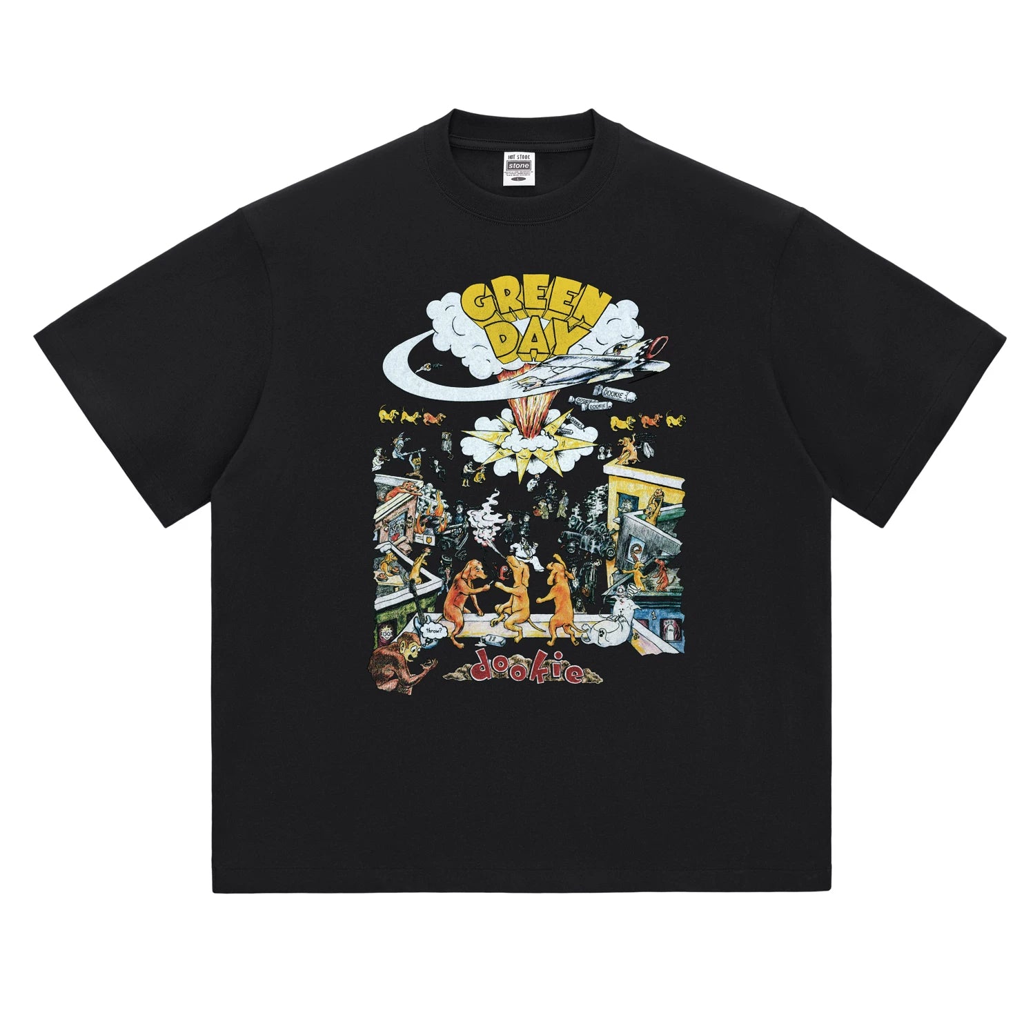Hot Stone Club Hot Stone Rock T-shirt PUNK Punk LIVE Green Day Green Day Trendy Brand Men and Women (1)