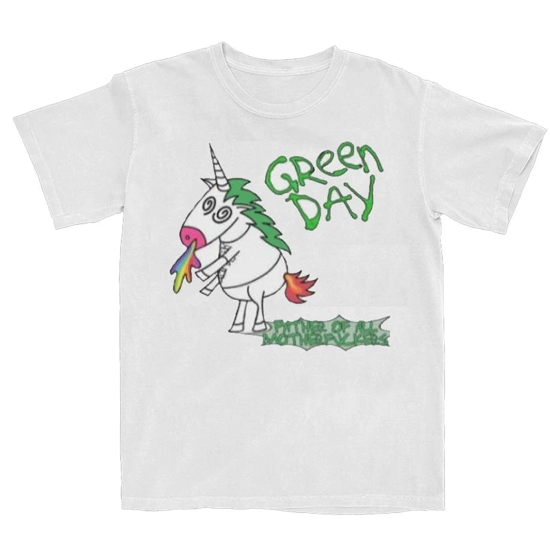 Green Day Rock Punk American Street Oversized Cotton Spray Short Sleeve Men's and Women's T-shirts (5)