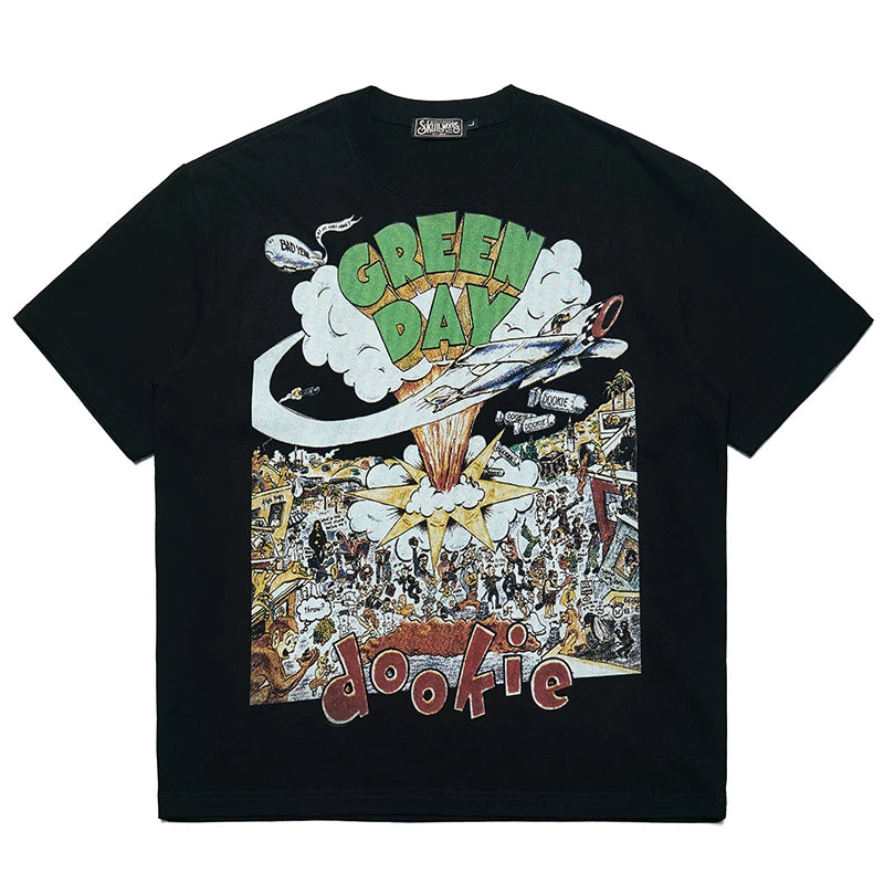 Green Day punk PUNK rock T-shirt cotton half sleeved TEE short sleeved summer heavyweight music for men and women