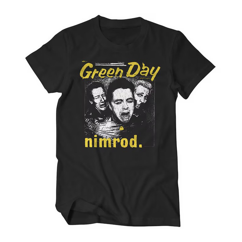Green Day American punk rock loose textured short sleeved men's pure cotton direct spray short sleeved T-shirt (1)