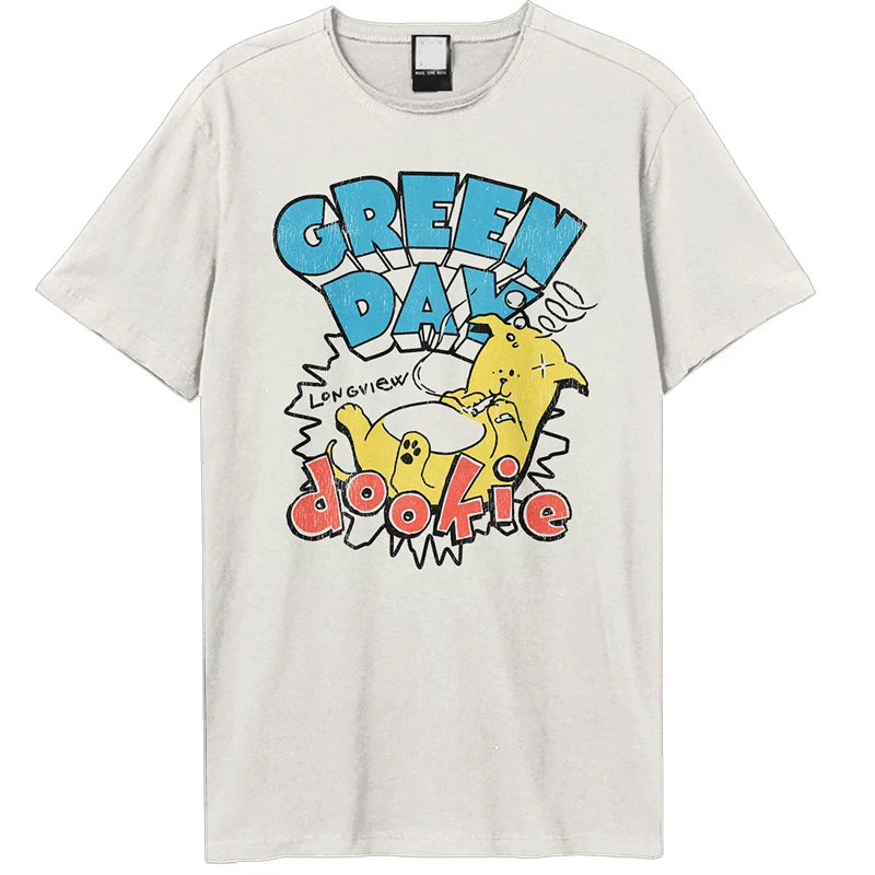 Green Day Dookie ginger yellow American casual male rock punk straight spray short sleeved T-shirt
