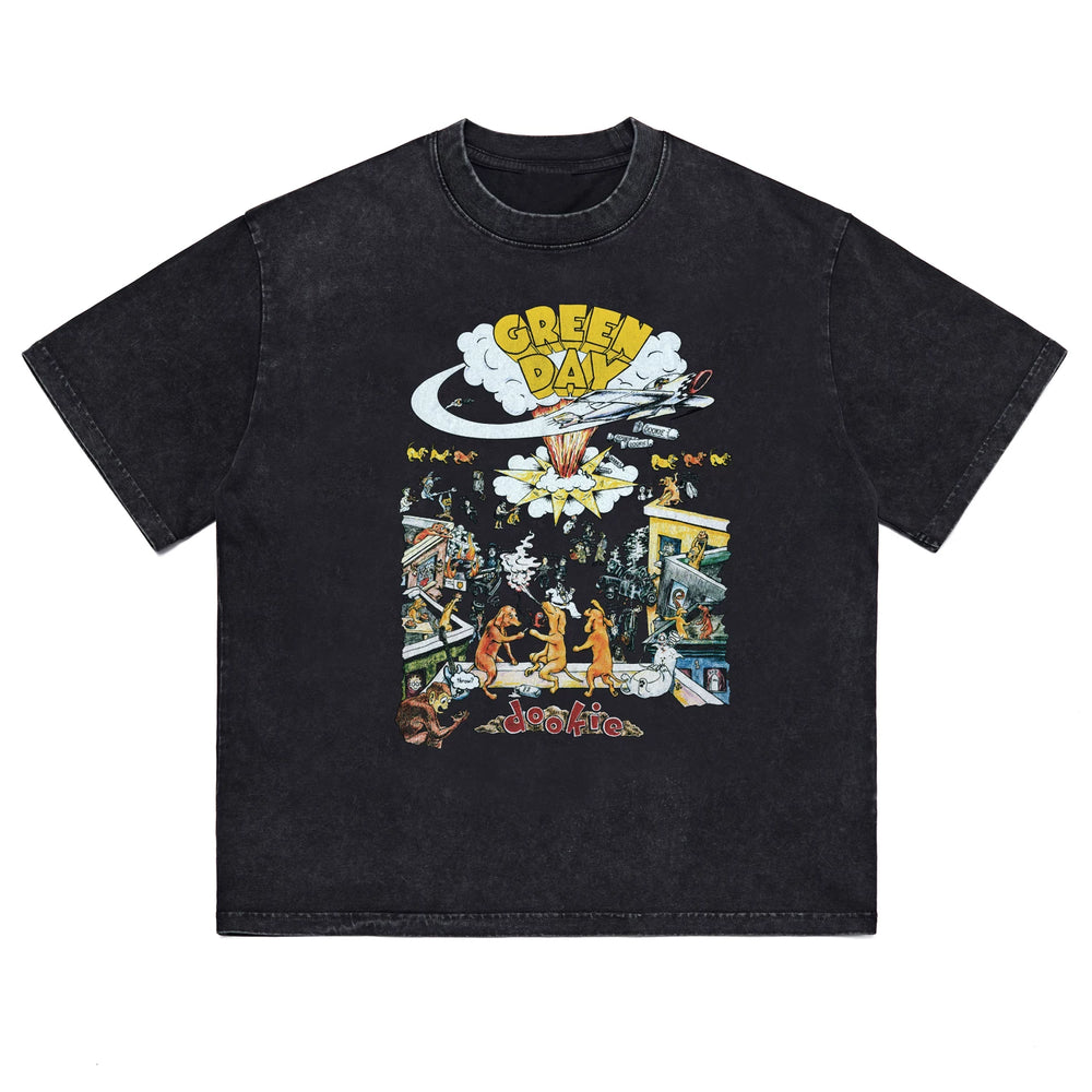 Hot Stone Club Hot Stone Rock T-shirt PUNK Punk LIVE Green Day Green Day Trendy Brand Men and Women (2)