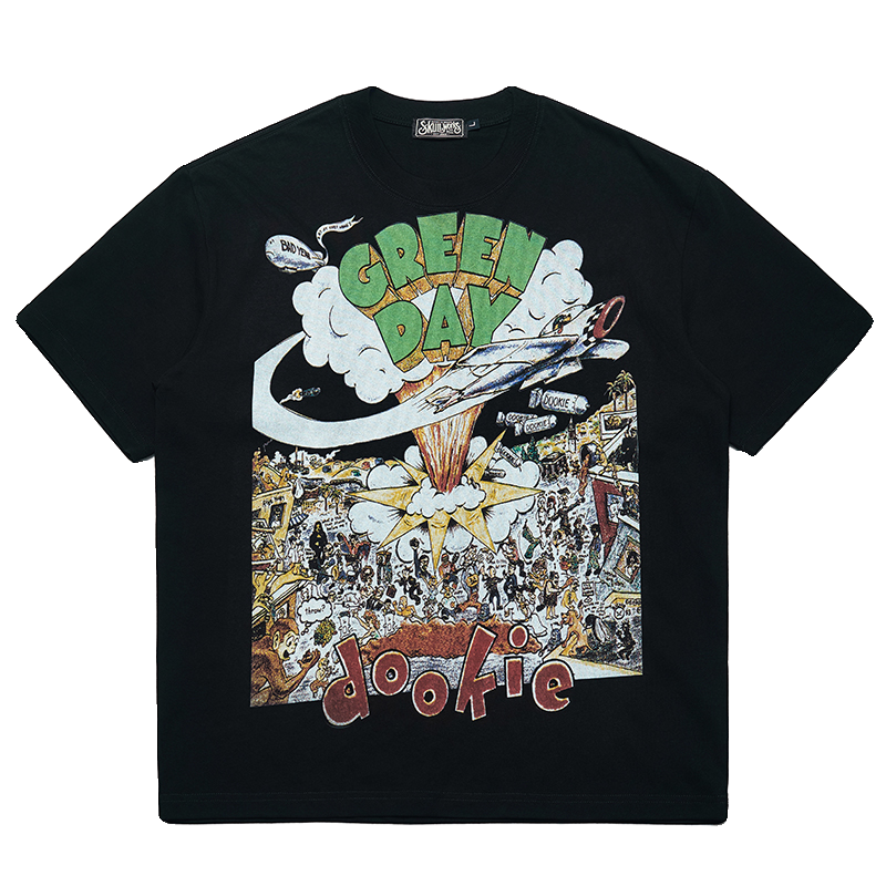Green Day punk PUNK rock T-shirt cotton half sleeved TEE short sleeved summer heavyweight music for men and women
