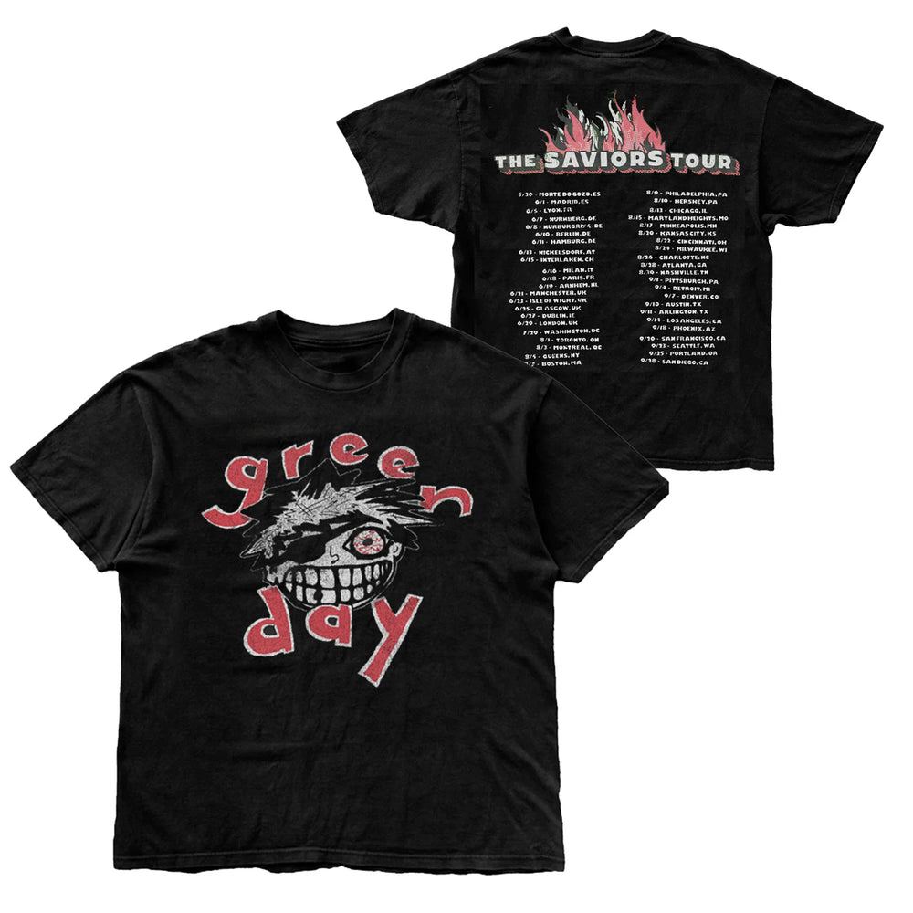 2025 New Green Day Band THE SAVEORS TOUR Cartoon Rock Men's Short T-shirt (3)