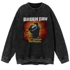 绿日乐队Green Day吉他手Billie人物图美式复古水洗宽松圆领卫衣 (10)