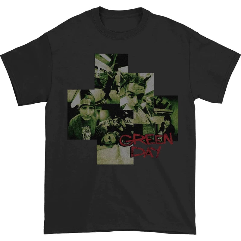 Green Day Band Illustration Fun Music Album American Retro Punk Loose Men's and Women's Direct Spray T-shirt (7)