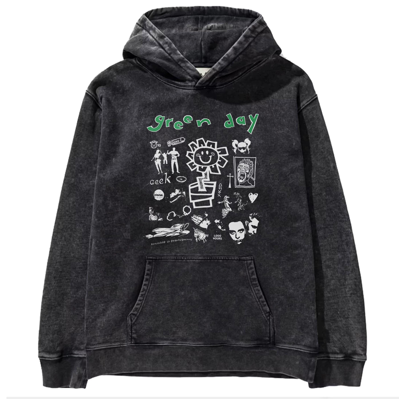 2025 autumn/winter new Green Day rock washed retro loose American men's hooded sweatshirt (15)