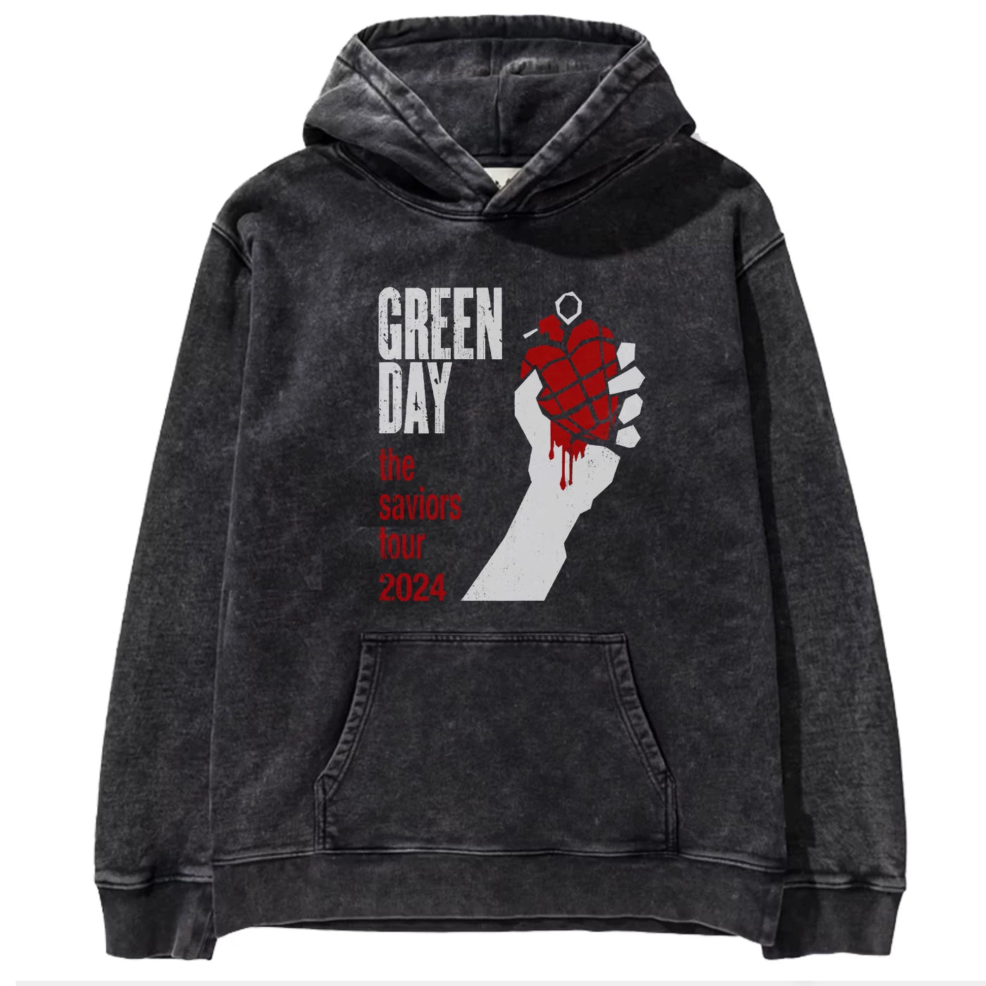 2025 autumn/winter new Green Day rock washed retro loose American men's hooded sweatshirt (16)