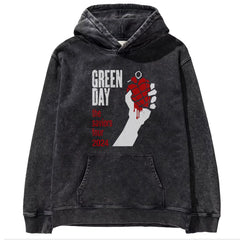 2025 autumn/winter new Green Day rock washed retro loose American men's hooded sweatshirt (16)