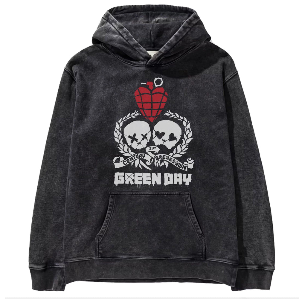 2025 autumn/winter new Green Day rock washed retro loose American men's hooded sweatshirt (1)