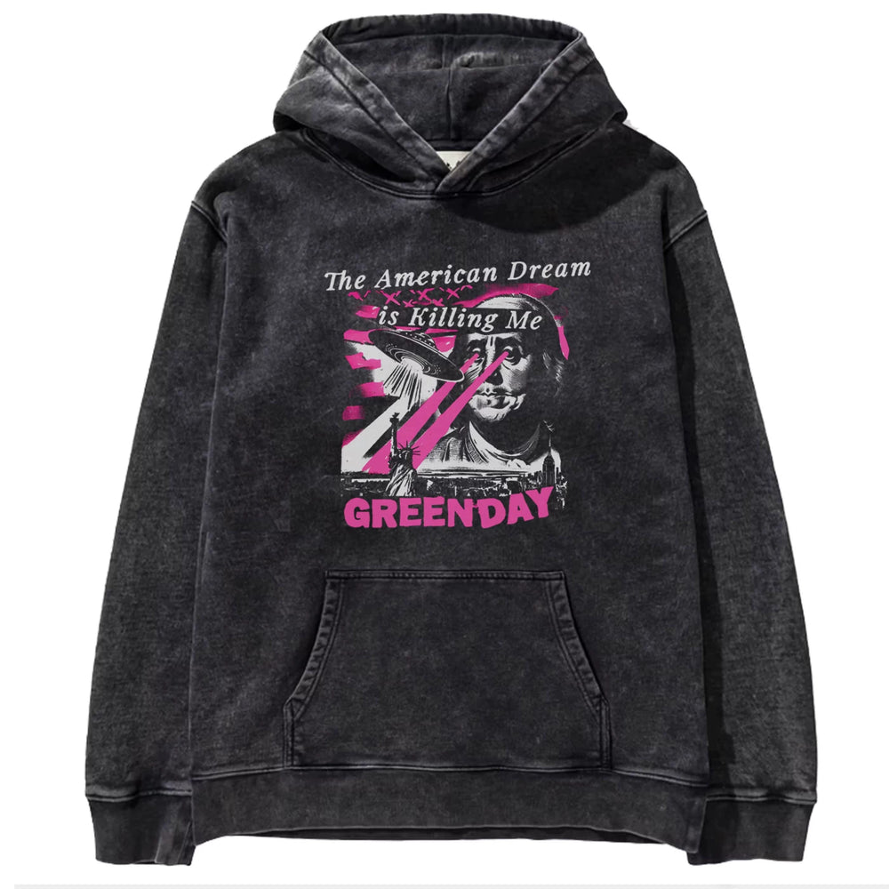 2025 autumn/winter new Green Day rock washed retro loose American men's hooded sweatshirt (6)