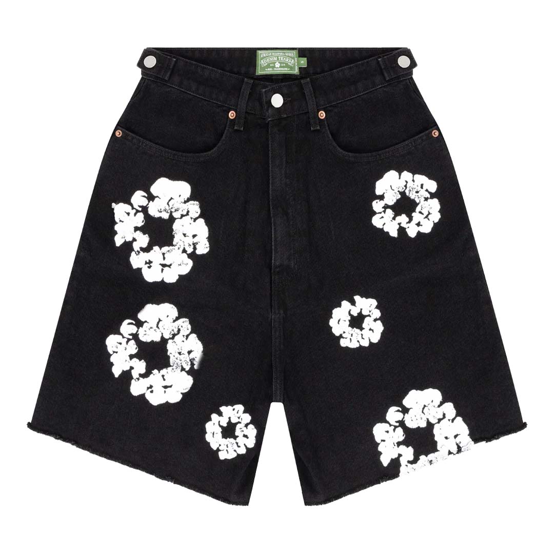 Denim Tears Cotton Wreath Denim Shorts Black